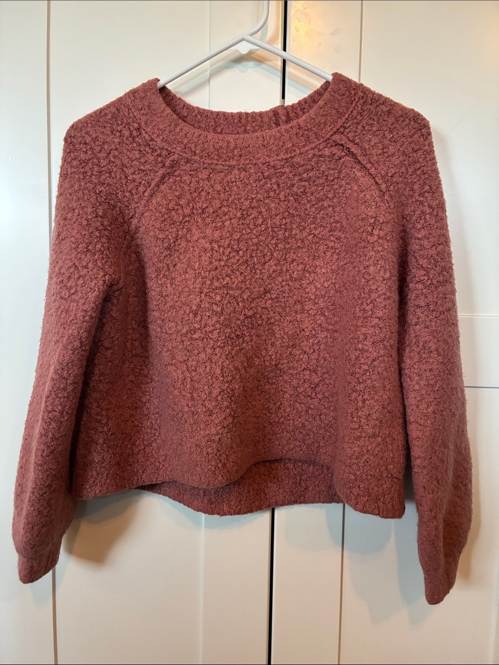 aerie Dusty Rose Bouclé Crewneck Sweater
